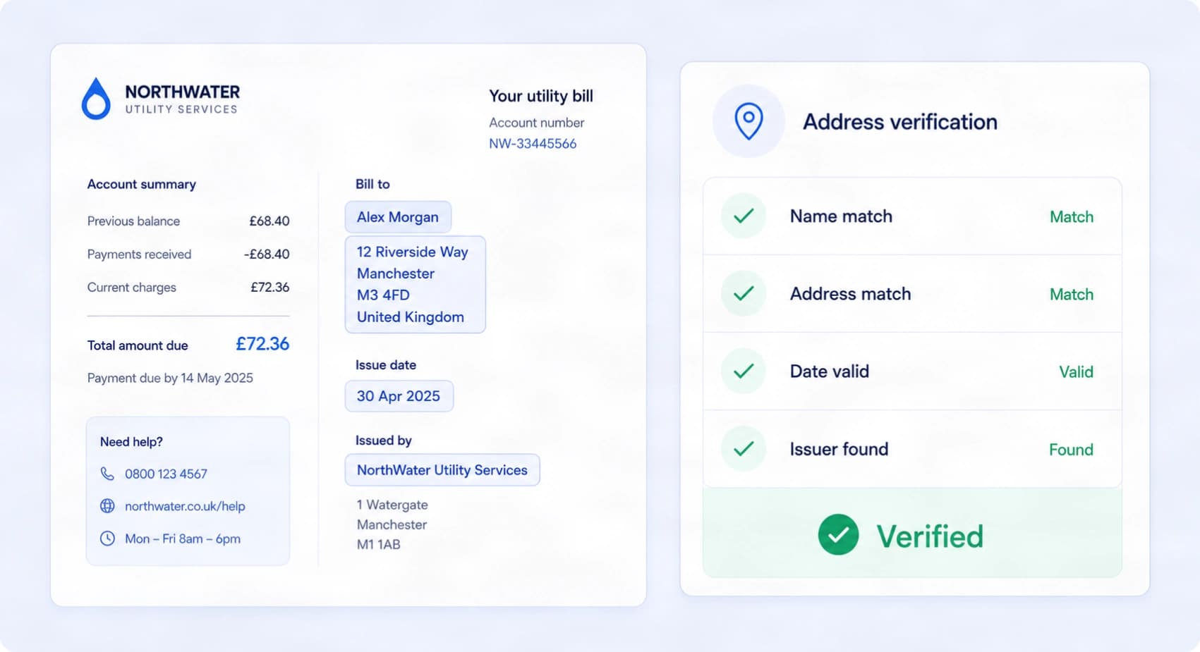 Utility bill and verified address checks