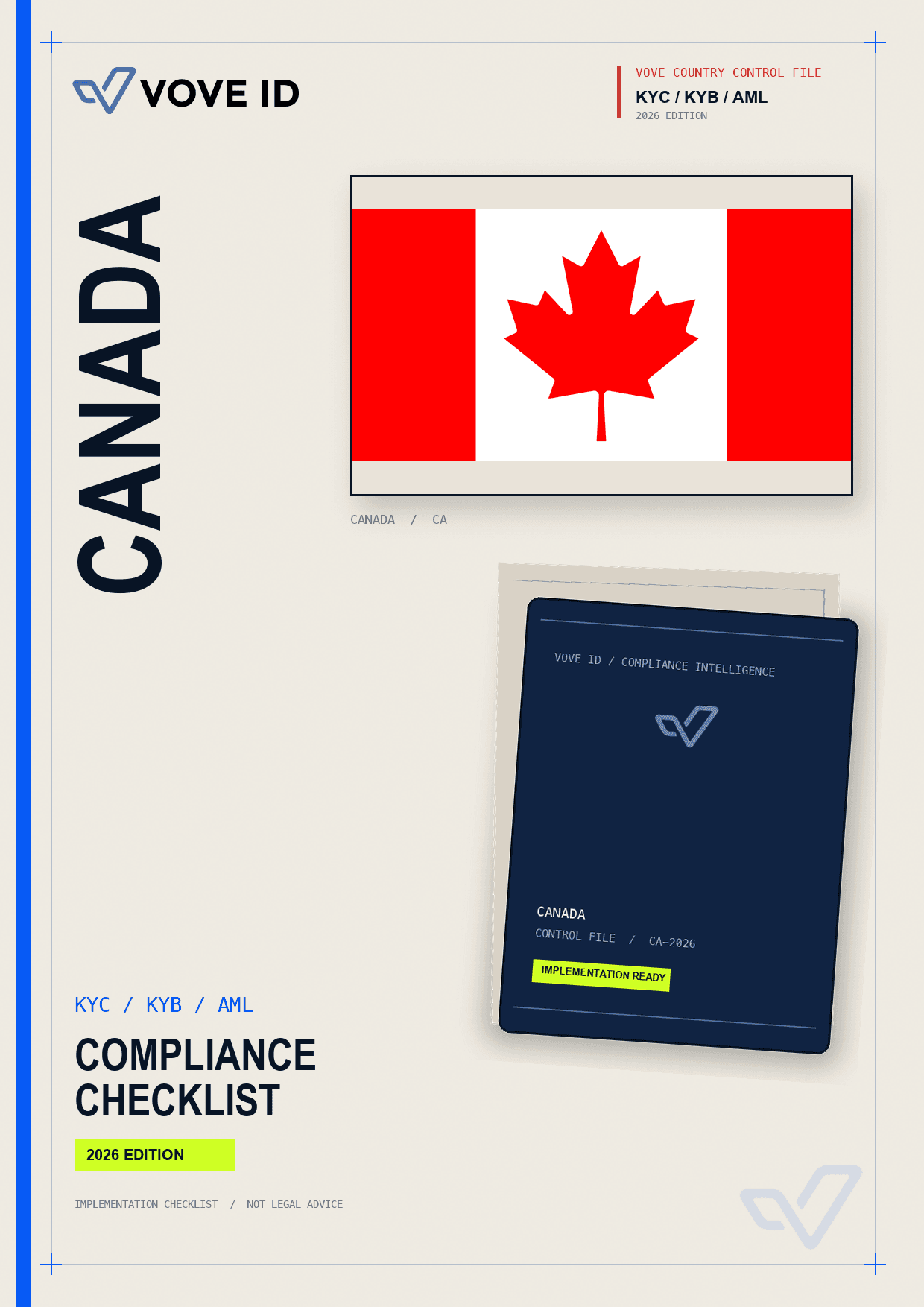 Canada KYC, KYB and AML compliance checklist cover