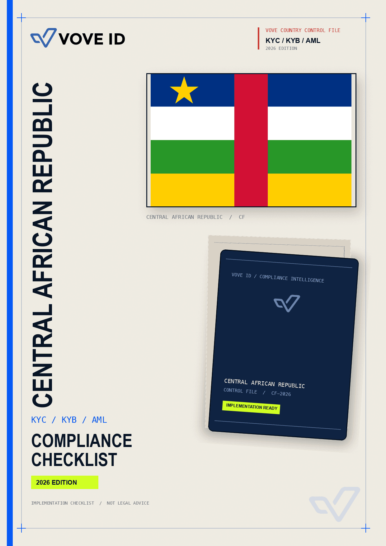 Central African Republic KYC, KYB and AML compliance checklist cover