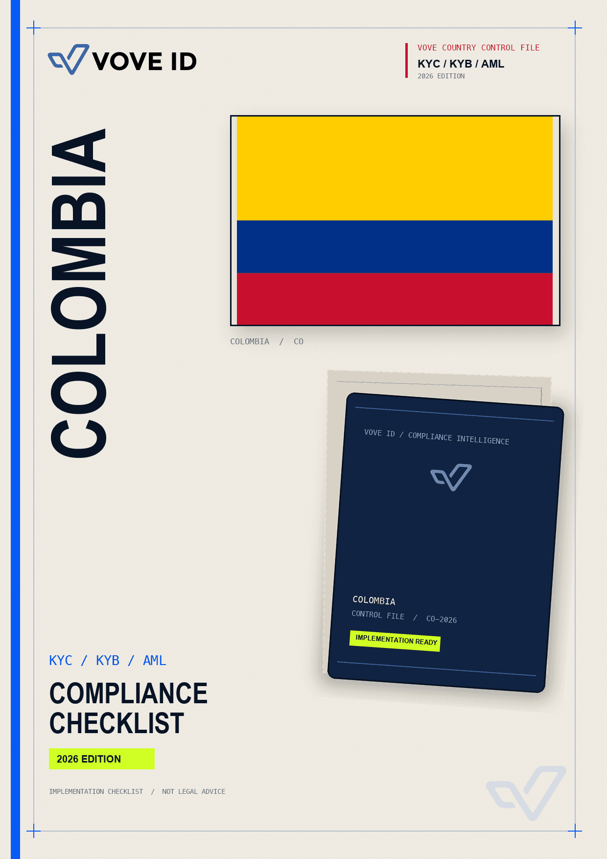 Colombia KYC, KYB and AML compliance checklist cover