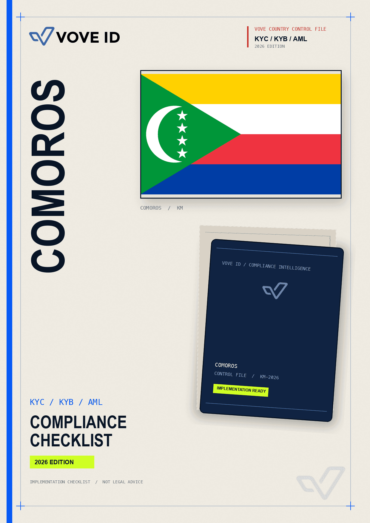 Comoros KYC, KYB and AML compliance checklist cover