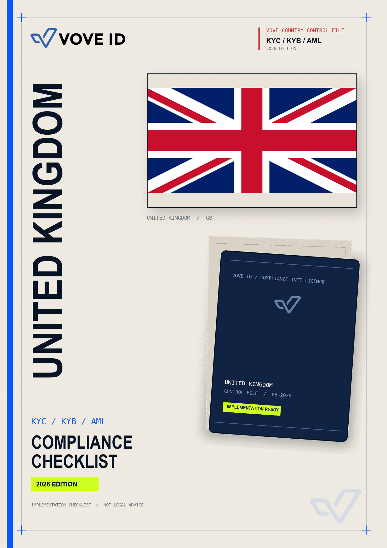 United Kingdom KYC, KYB and AML compliance checklist cover