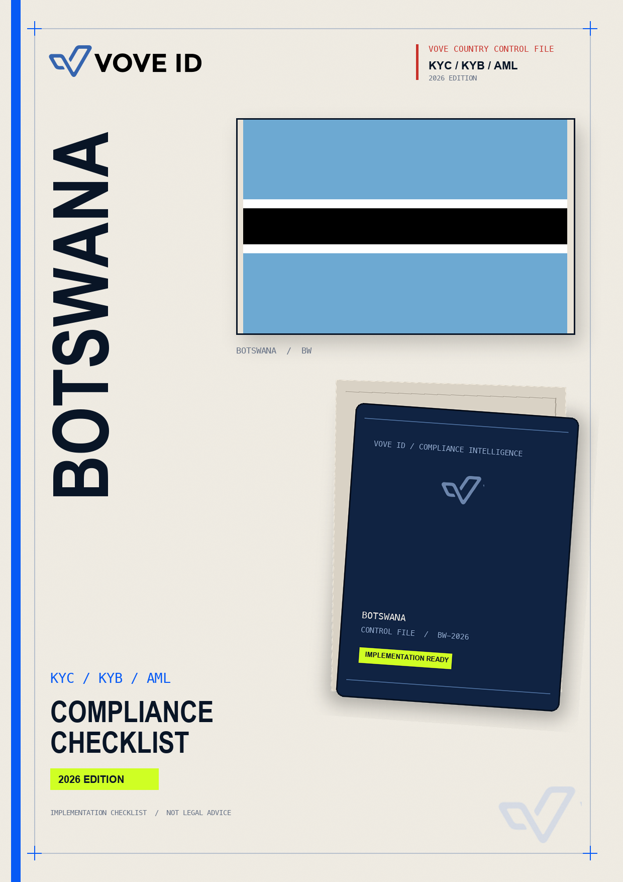 Couverture de la checklist VOVE ID KYC, KYB et AML pour Botswana