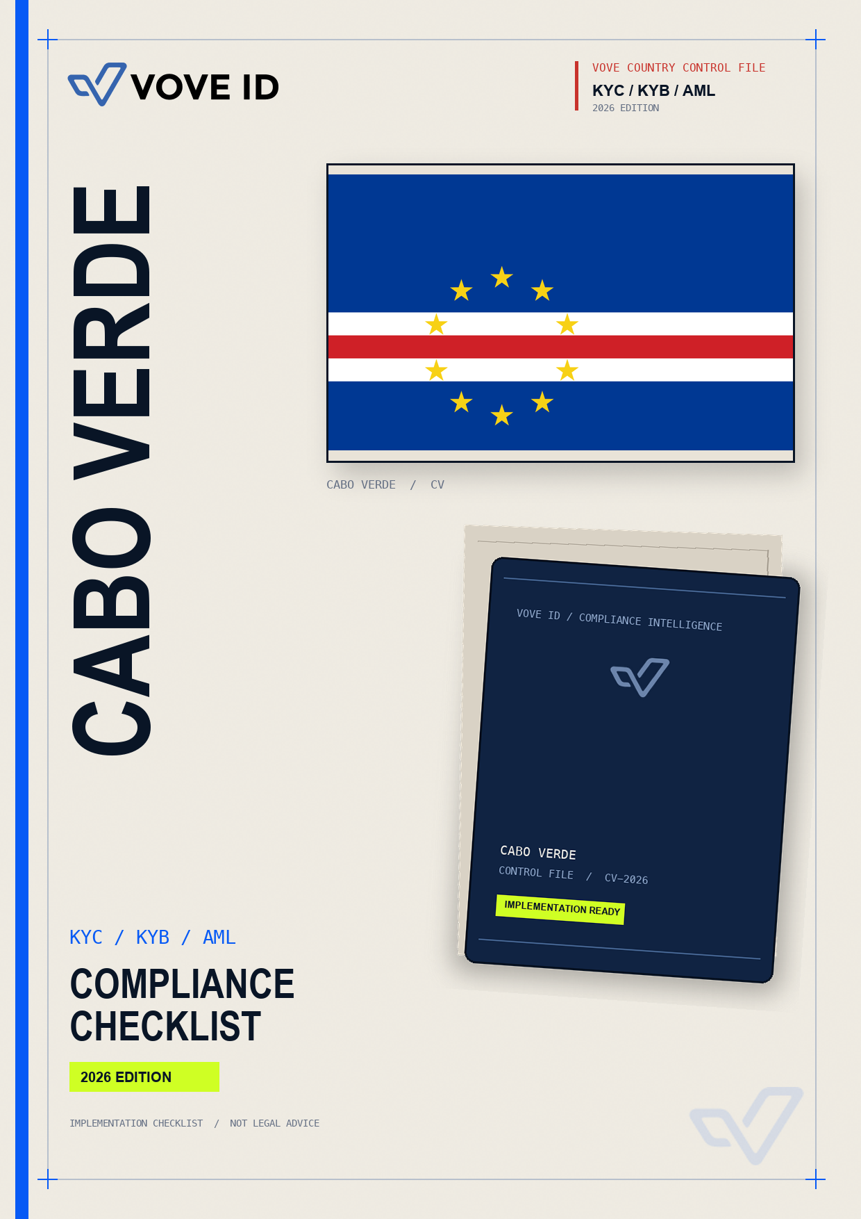Cover of the VOVE ID Cape Verde KYC, KYB and AML compliance checklist