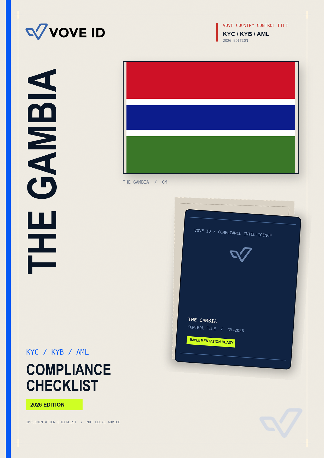 Cover of the VOVE ID Gambia KYC, KYB and AML compliance checklist