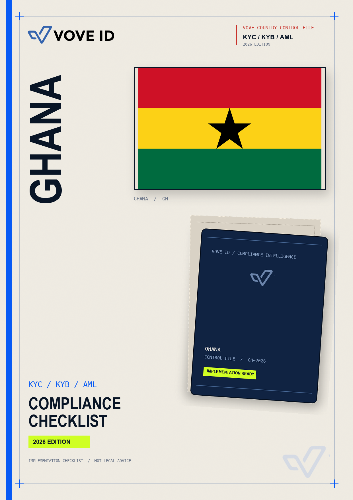 Couverture de la checklist VOVE ID KYC, KYB et AML pour Ghana