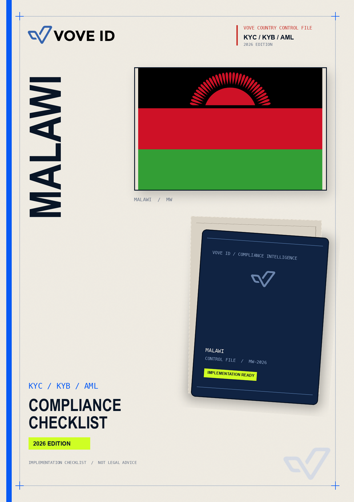 Cover of the VOVE ID Malawi KYC, KYB and AML compliance checklist